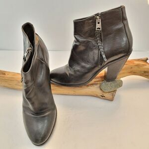 All saints black leather heeled booties